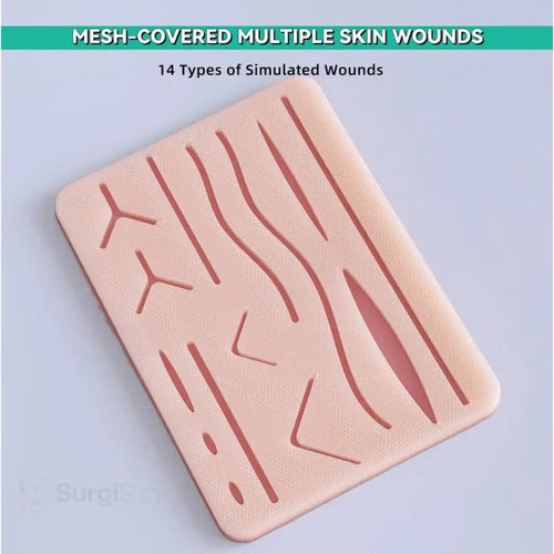 Silicone suturing pad training kit close-up