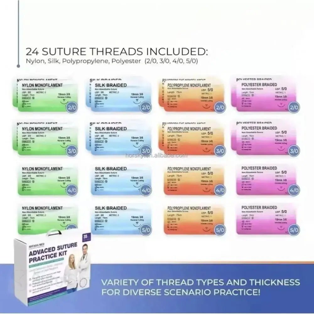 Advanced Suturing Practice Kit | Silicone Suture Training Pad & Stainless Steel Surgical Instruments - Suture Training Kit