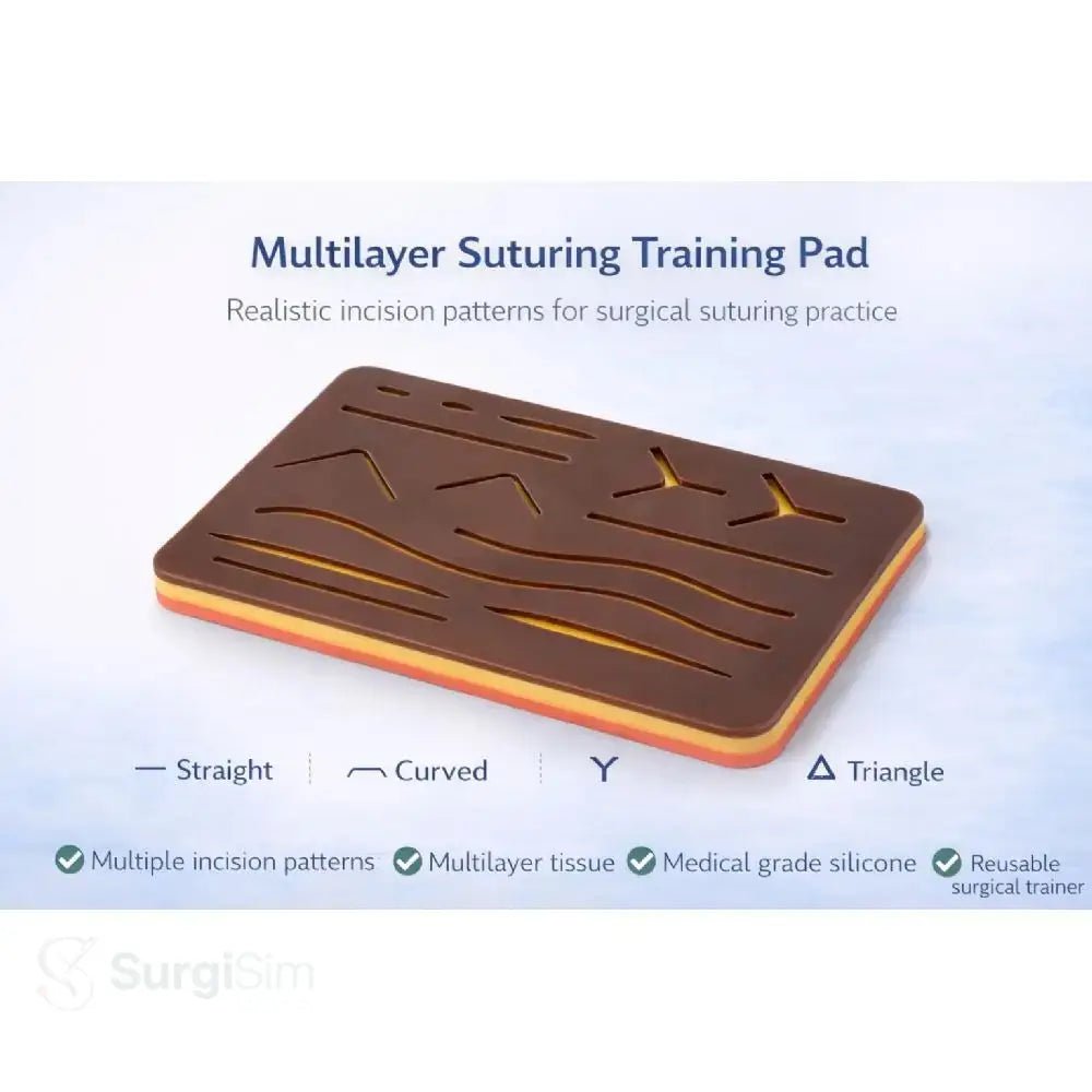 Black Silicone Suture Practice Pad | Realistic Surgical Suturing Training Model - Suture Training Pad