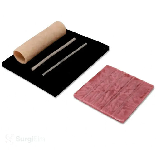 Coronary anastomosis training kit components close-up