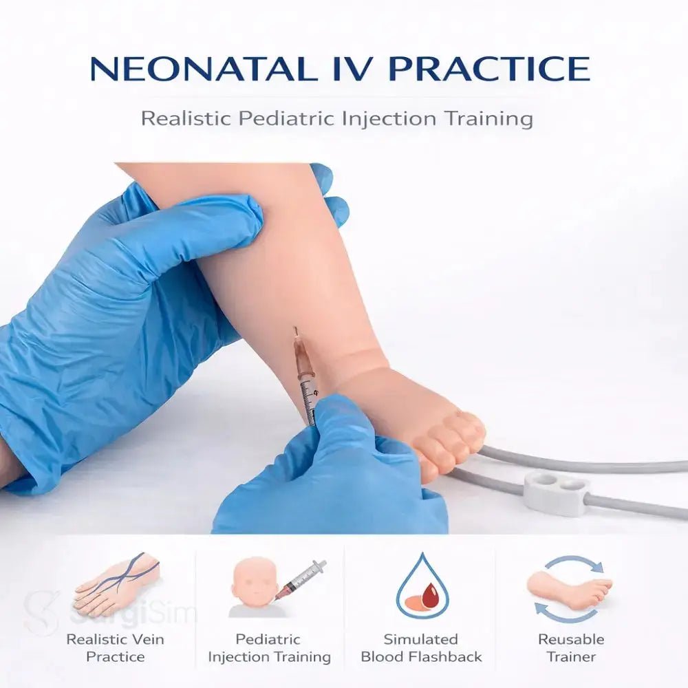 Infant IV Leg Venipuncture Training Model | Neonatal Phlebotomy & IV Injection Practice - Injection, IV & Venipuncture Training Models