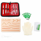 Professional surgical suturing practice kit with instruments