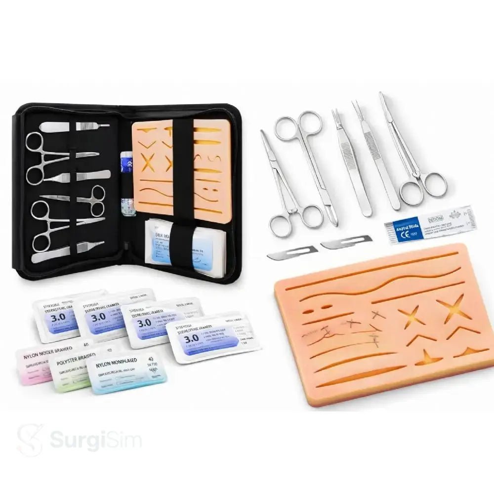 Surgical training kit with stainless steel instruments