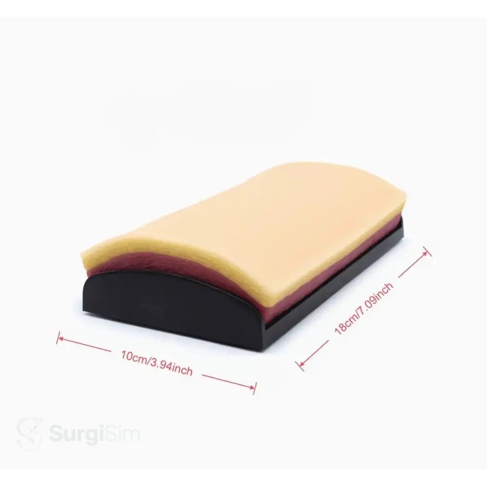 Human skin suturing practice pad close-up
