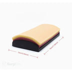 Human skin suturing practice pad close-up