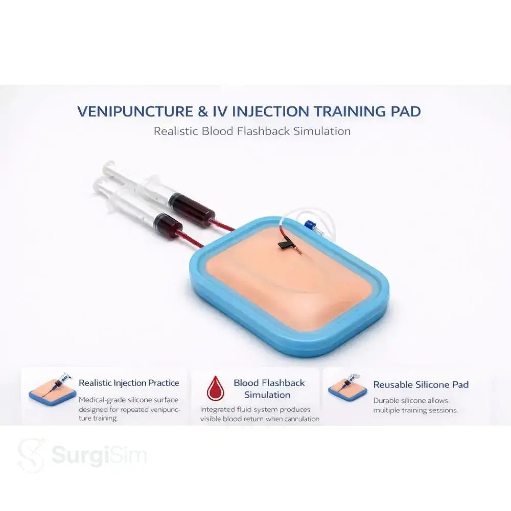 Simulated Skin IV Injection & Venipuncture Training Pad | Phlebotomy Practice Model - Injection, IV & Venipuncture Training Models