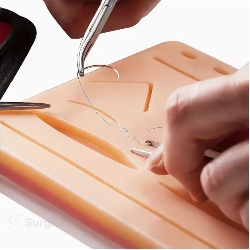 Suture Practice Pad with 14 Pre - Cut Wounds | Reusable Silicone Skin Closure Training Model - Suture Training Pad